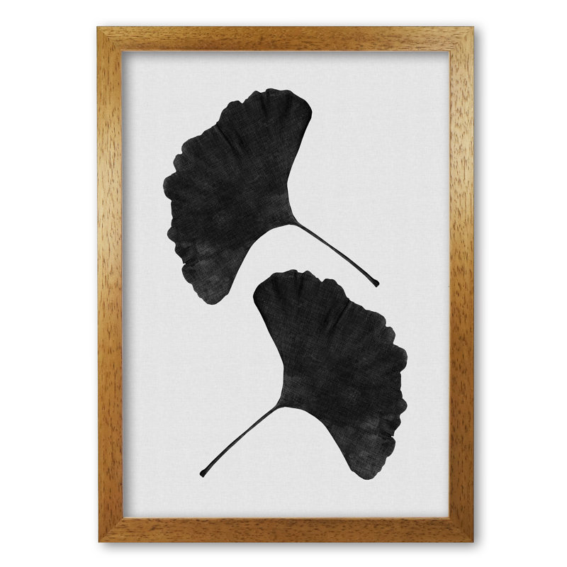 Ginkgo Leaf II - Print, 85 cm H x 60 cm W x 5 cm D, Honey Oak Frame
