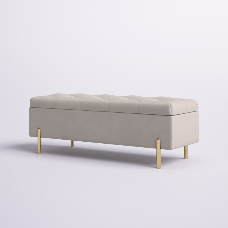 Banc de rangement rembourré avec couvercle Yvonne, Gris