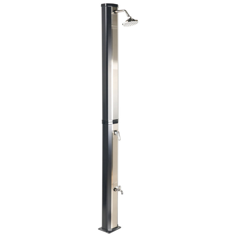 TUXPAM Solar Powered Temperature Controlled Stainless Steel Free Standing Outdoor Shower and Footwash Spout