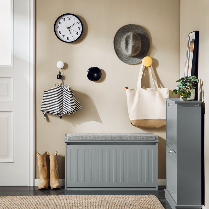 Boehm Polyester Upholstered Storage Bench, Grey
