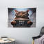 Winston Porter Cat Wall Hanging Tapestry Whimsical Bad Kitty Mug Shot Umber and Pale Blue Grey-26682759