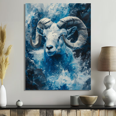 White Blue Astrology Ambitious Ascent Capricorn - Astronomy Capricorn Wall Art Living Room