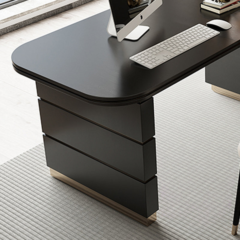 Bureau rectangulaire en bois massif noir, Retour à droite, H 30,71 po x l 55,12 po x P 23,62 po