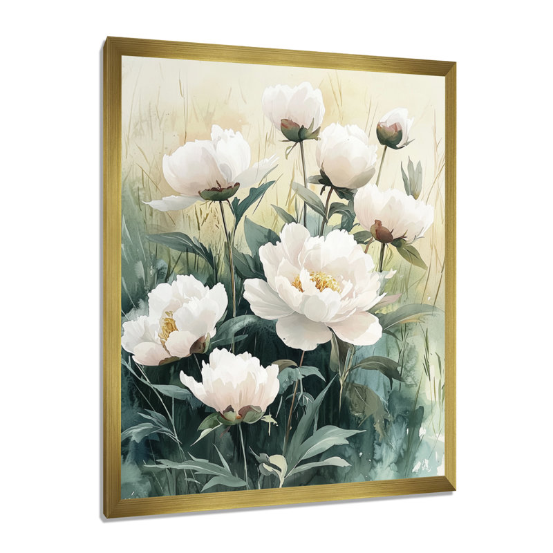 Giddings - Floral Canvas Art Print, H 20 po x l 12 po, Reproduction encadrée d'une seule photo, Doré