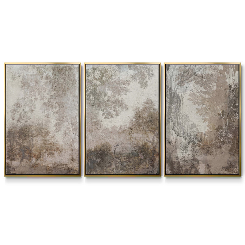" Antique Pine Cones I " 3 - Pieces, Gold, 40" H x 78" W