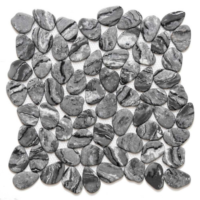 Recycled Cenote Pebble 13" x 13" Glass Wall & Floor Tile, Graphite Gray