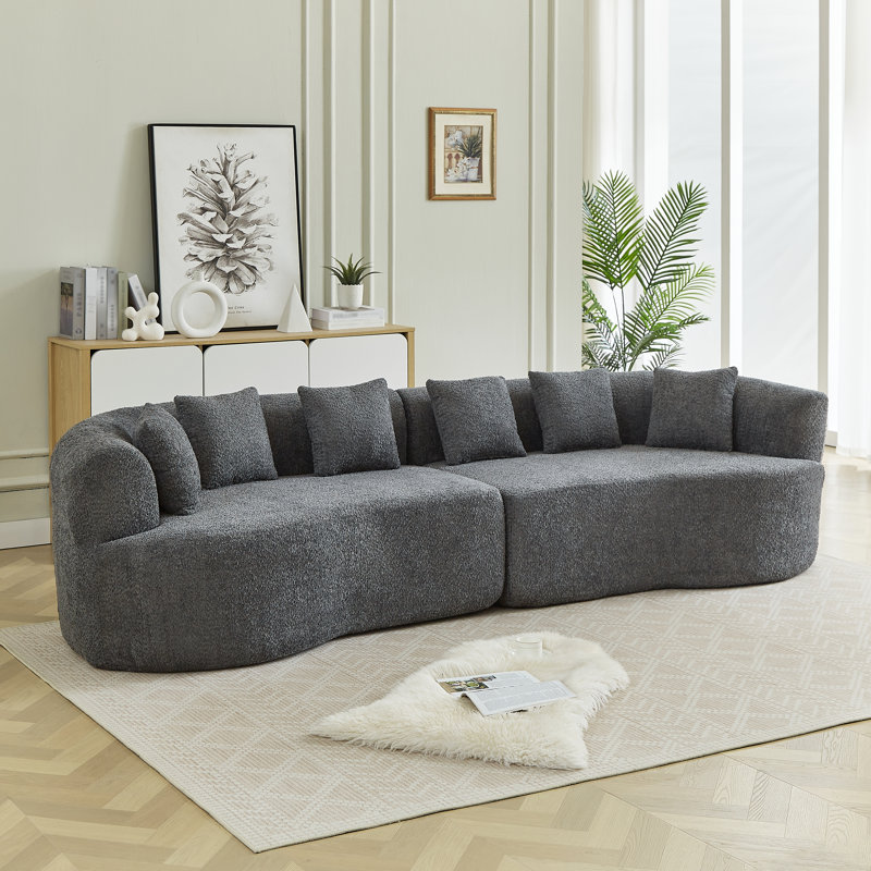 Canapé en os surdimensionné sans os de 106,3 pouces avec 6 coussins de luxe Boneless, Gris chenille