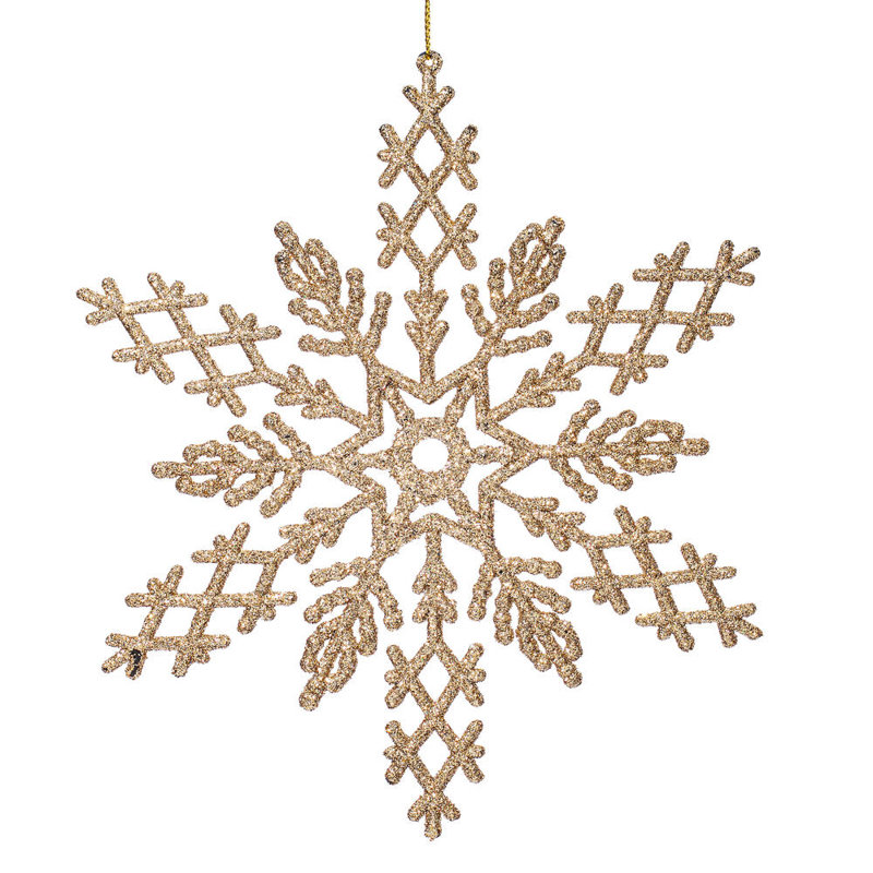  Boîte de 12 paillettes en forme de flocon de neige champagne 8 po