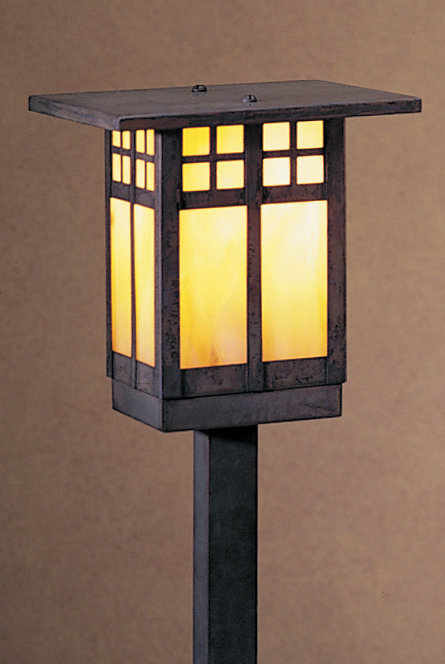 Glasgow LED Pathway Light, 11" H x 6" W, Mission Brown, Gold White Iridescent