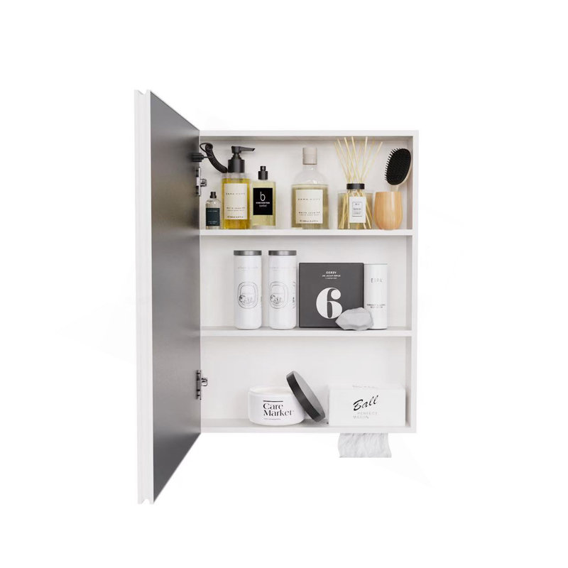 Armoire à pharmacie DEL pour la salle de bain avec lumière blanche une couleur, anti-buée, armoire en aluminium facile à installer.