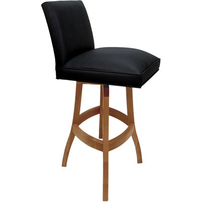 Tabouret de comptoir pivotant en bois massif sur base en S