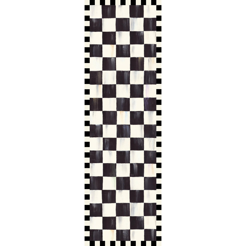Courtly Checkered Washable Rug, Runner 2'6" x 8'