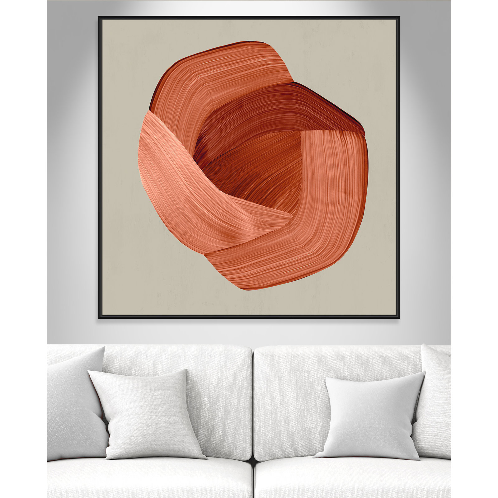 Crema - Floater Frame Painting Print on Canvas, Black Framed, 46.5" H x 46.5" W x 2" D