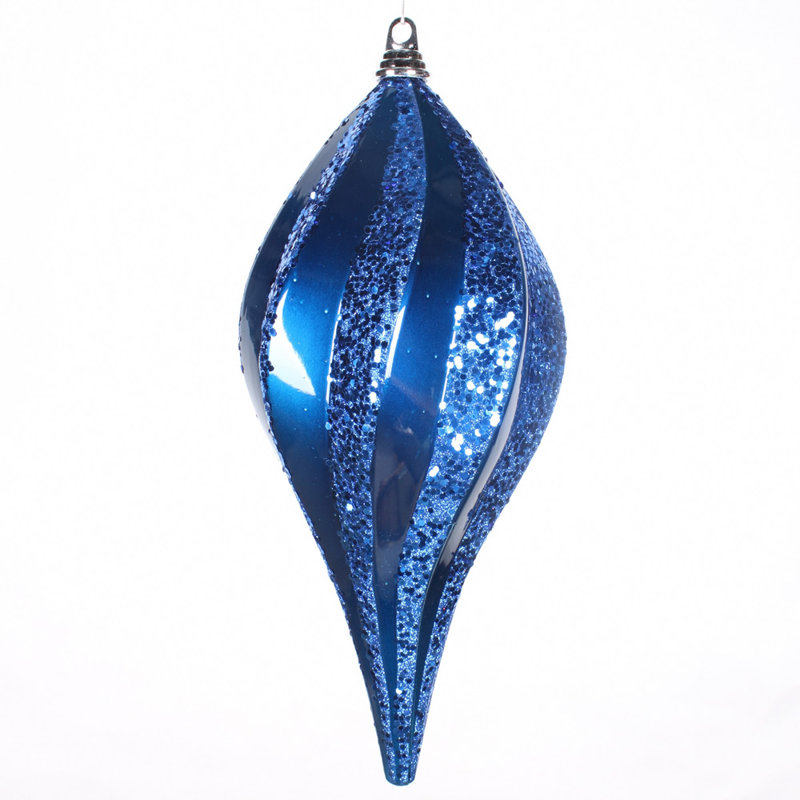 Ornement en forme de bonbon scintillant, Bleu mer, H 8 po x l 4 po x P 4 po