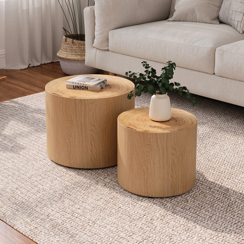 Ensemble de 2 tables basses gigognes, Naturel