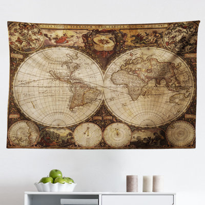 Ambesonne World Map Tapestry, Old World Map Drawn In 1720S Nostalgic Style Art Historical Atlas Vintage Design, Fabric Wall Hanging Decor For Bedroom -  East Urban Home, D763C17C05224EE2B7C6882F51F83E8A