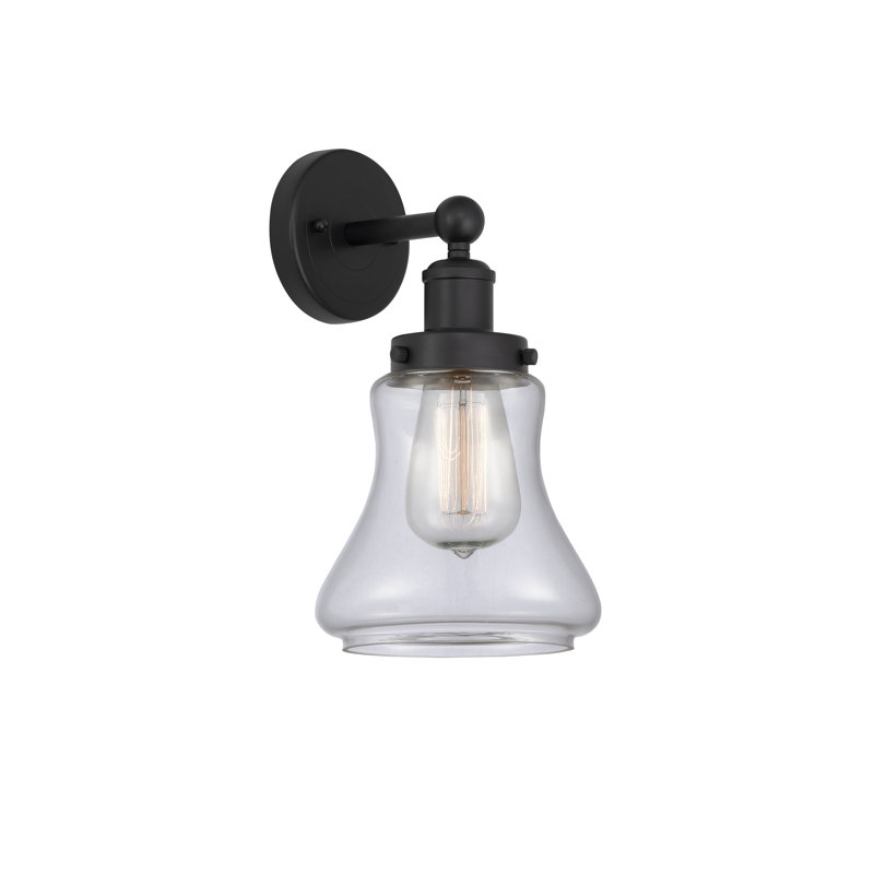 Chickasha Armed Sconce, Matte Black, Clear