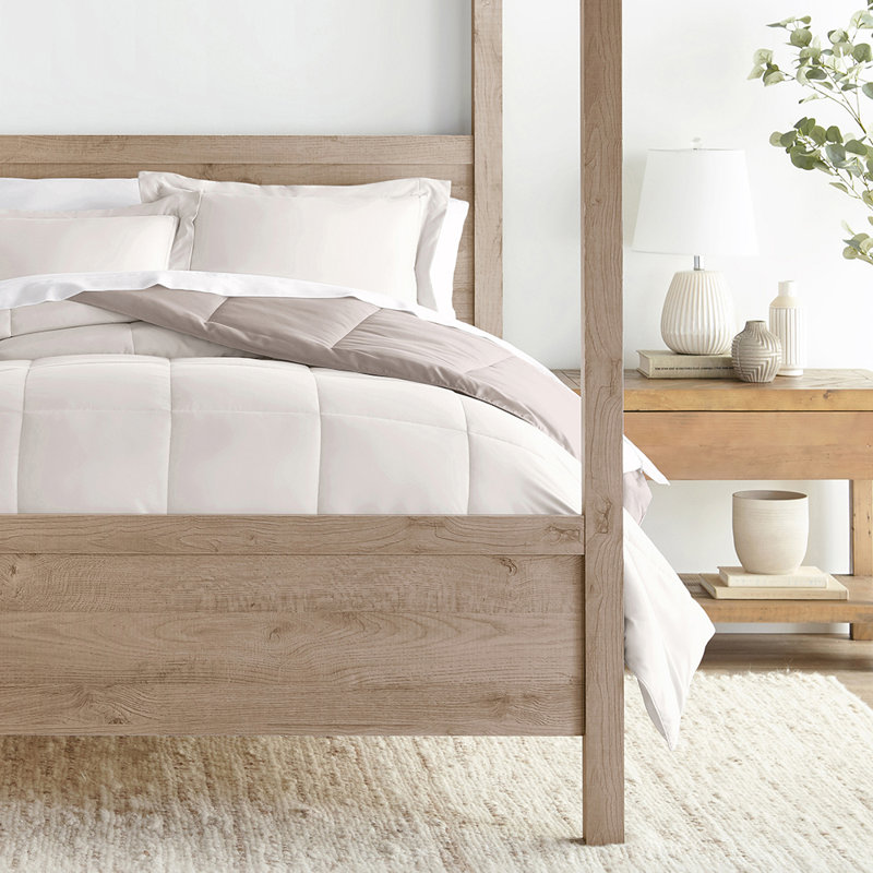 Reversible Down-Alternative Comforter Bedding Set, Twin/TwinXL Comforter + 1 Sham, Eucalyptus