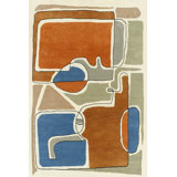 Bleu Des Yeux Abstract Area Rug in Orange/Gray/Blue