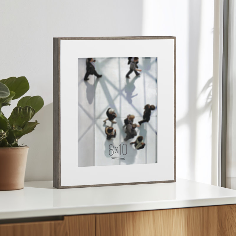 Cadre photo 8 x 10 de style galerie avec profil profond, couvercle en verre et passe-partout fixe (frêne), 8 po x 10 po