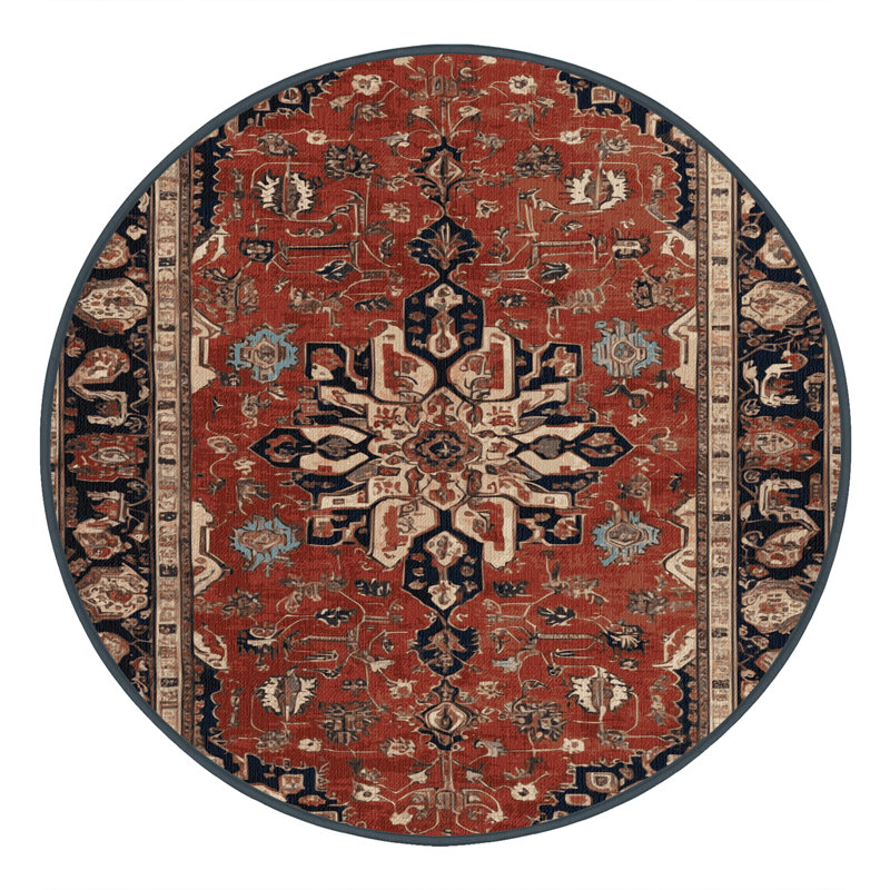 Tapis brun lavable à la machine, Rond 7 pi