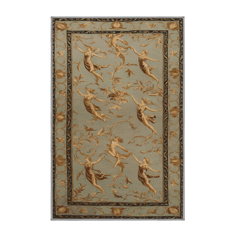 Tapis brun français lavable à la machine, Rectangle 7 pi x 10 pi