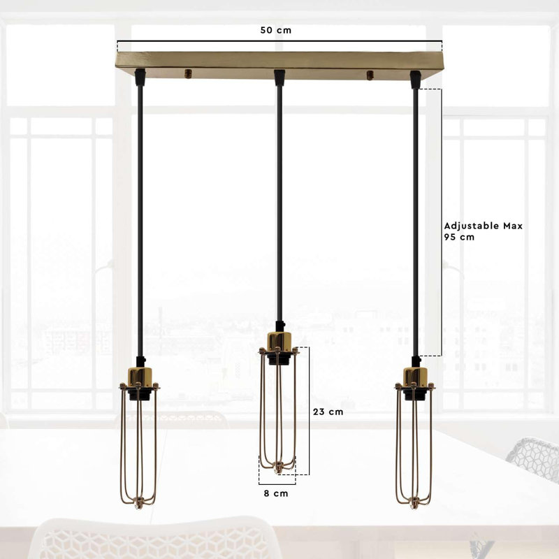 3 - Light French Gold Caged Pendant