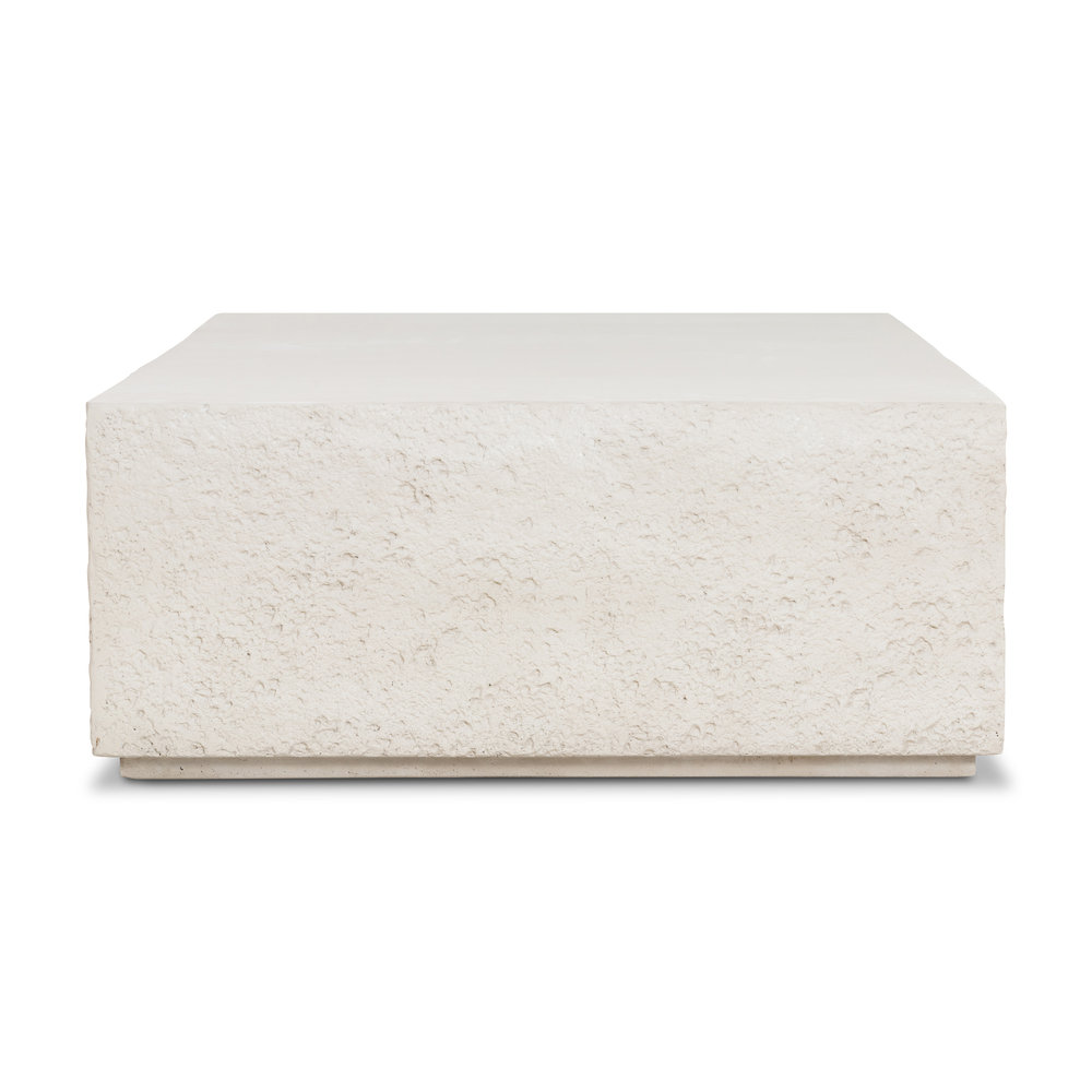 Aubrey 65'' Concrete Outdoor Coffee Table, Blanc White