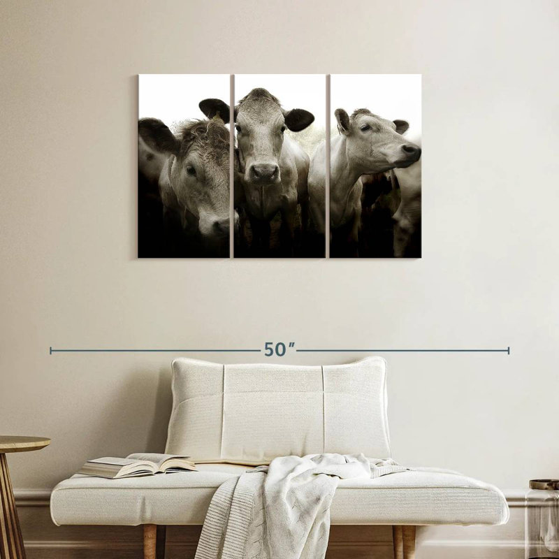 Three White Cows, 24" H x 38" W