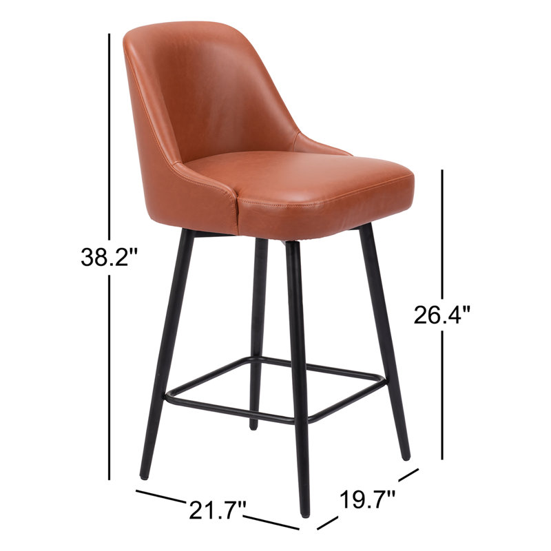 Tabouret pivotant Zack Keppel, Hauteur de l'assise: 26,4 po, Brun / noir