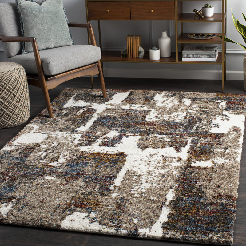 Maestas Abstract Indoor Rug, Rectangle 6'7" x 9', Brown/Red/Blue