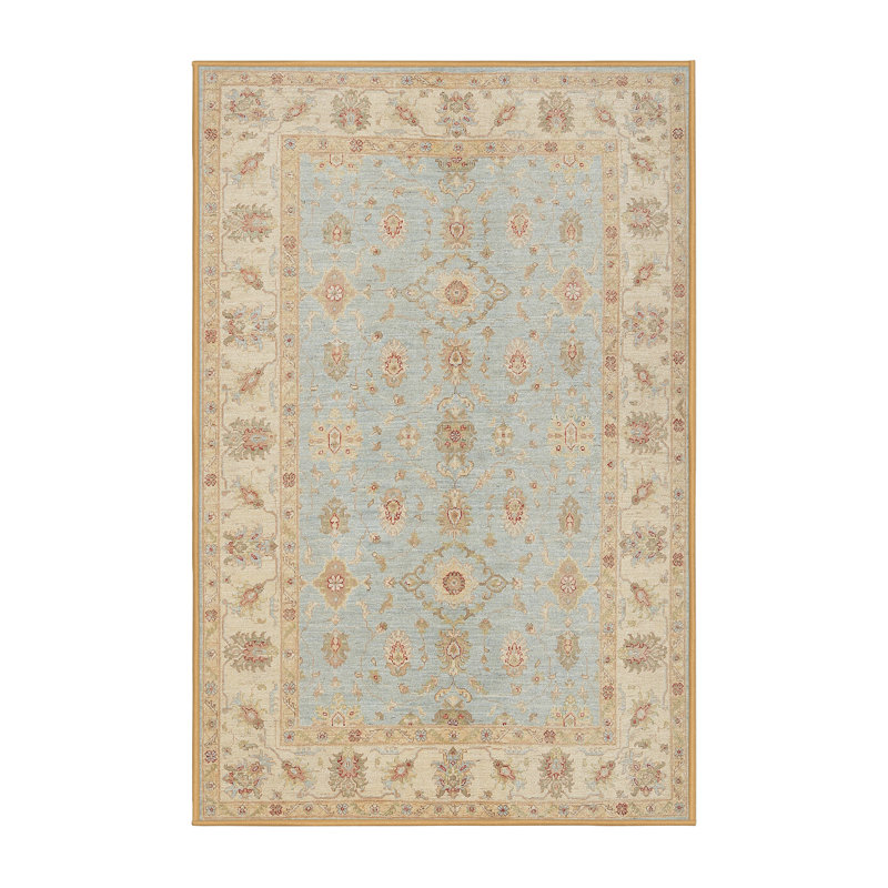 Tapis traditionnel bleu / beige Guarniero, Rectangle 4 pi x 6 pi