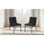 Ensemble de 2 chaises de salle à manger en tissu noir avec pieds en fer noir