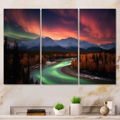 Yukon Northern Lights Beauty II, reproduction sur toile 3 pièces
