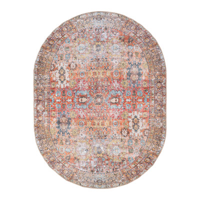 Transitional Distressed Machine Washable Non Slip Area Rug