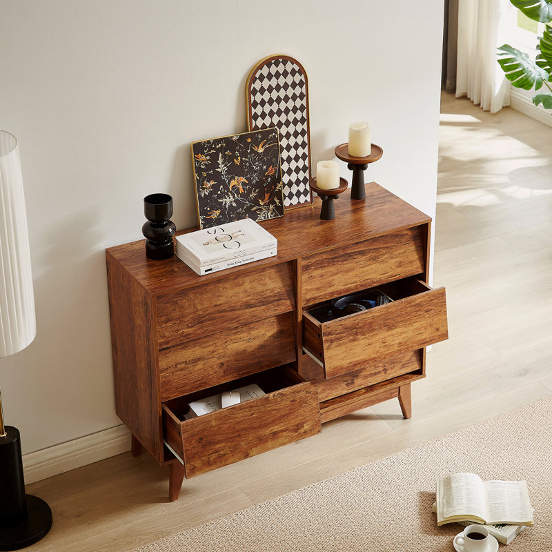 Armoire, rétro, 6 tiroirs, commode double - style biseauté