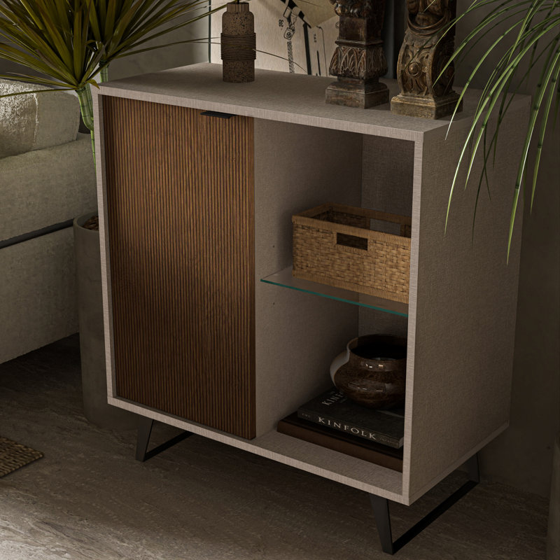 Khyli Accent Cabinet, Cotton/Wood, 36" H x 36" W x 17.5" D