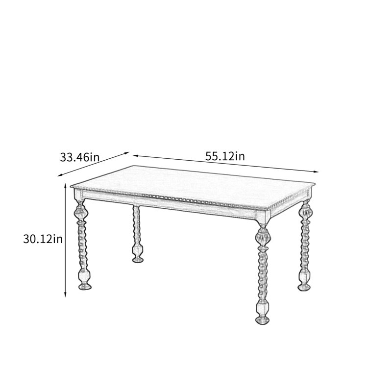 Table de salle à manger en bouleau rétro français., H 30,12 po x L 55,12 po x l 33,46 po