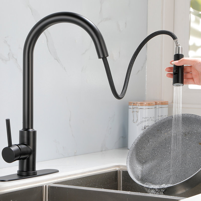 FB Pull Down Kitchen Faucet,   Matte Black