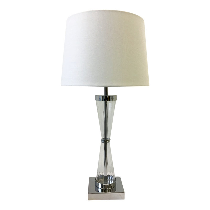 Duncansville Metal Table Lamp, White, Polished Chrome