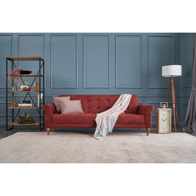 Canapé-lit rembourré 87,8 po Lyndsey, 100 % polyester rouge