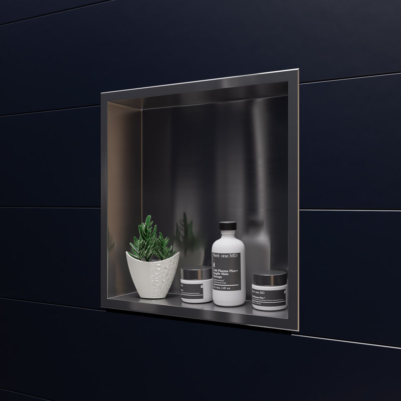 Niche de douche carrée simple en acier inoxydable, Acier inoxydable brossé