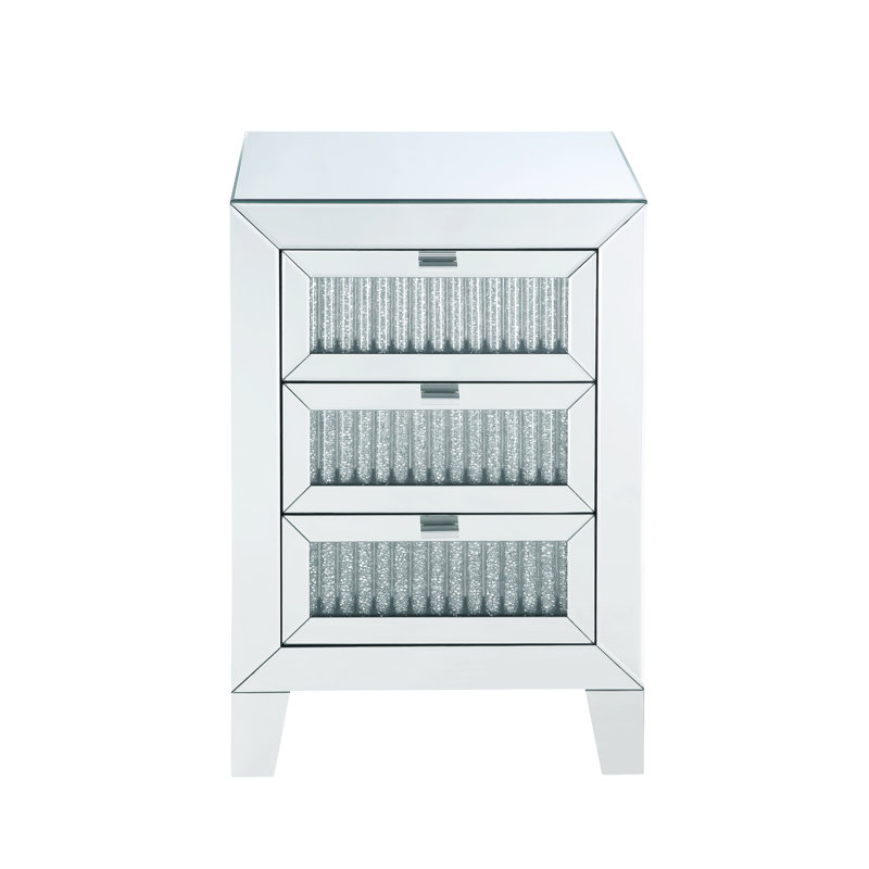 Table d'appoint à miroir Eugenia avec détails de tiroir en faux diamant