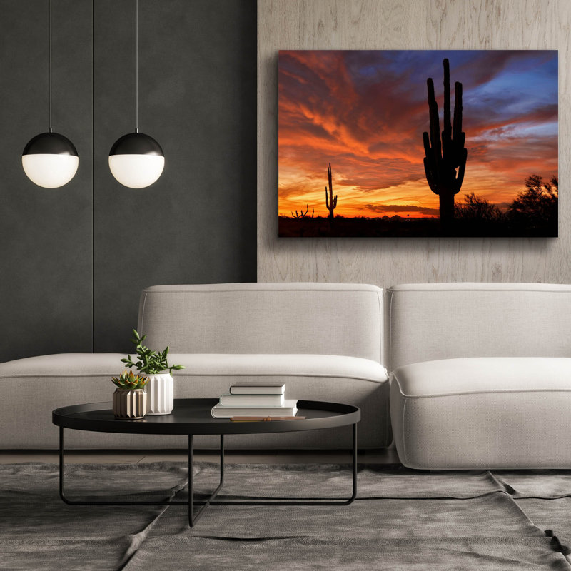 « Coucher de soleil sur Mesa Saguaro 5078 » par Mike Jones, toile murale, 152 x 102 cm, 60 po x 40 po