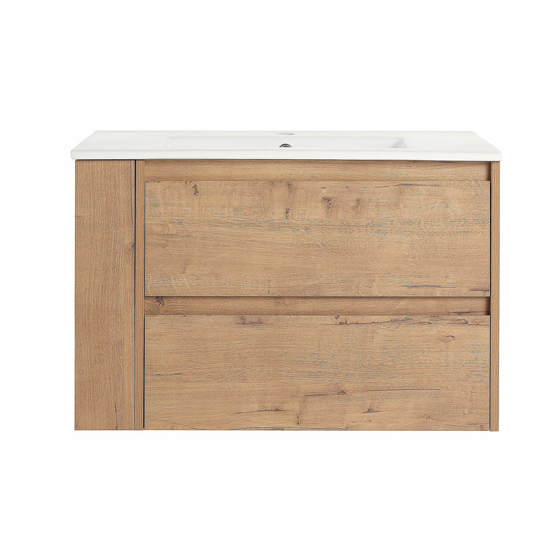 Meuble-lavabo mural 30 po avec bol en céramique, 2 tiroirs