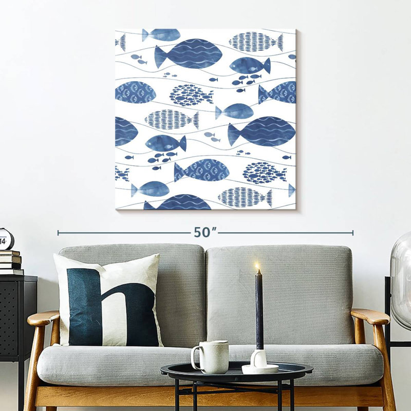 Ashelle Abstract Blue Fish, 30" H x 30" W