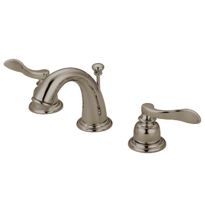 Kingston Brass NuWave French Two-Handle 3-Hole Deck Mount Widespread Bathroom Faucet with Retail Pop-Up Drain