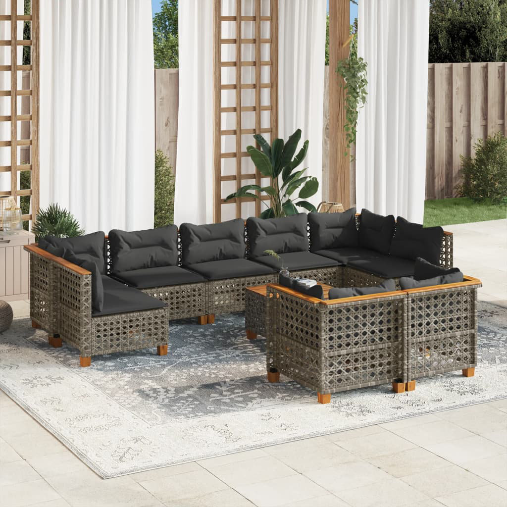 8-Sitzer Lounge-Set Amirat aus Polyrattan mit Kissen