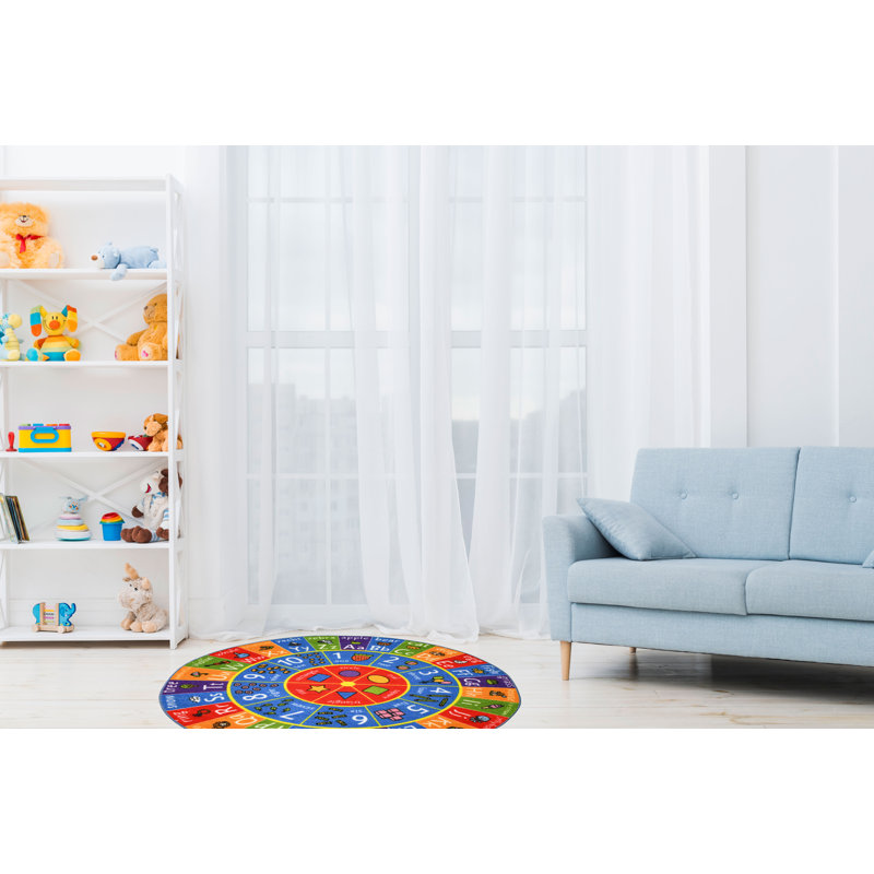 ABC Alphabet Numbers Educational Learning Game Play Kids Circle Time Rug Carpet Classroom Playroom, Round 3'3"