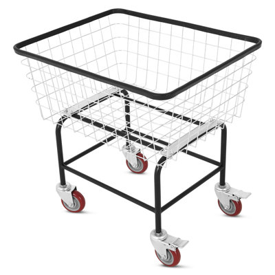 Extra-Large Rolling Laundry Cart with Wheels, Wire Laundry Basket with Galvanized Finish, 4.5 bushels